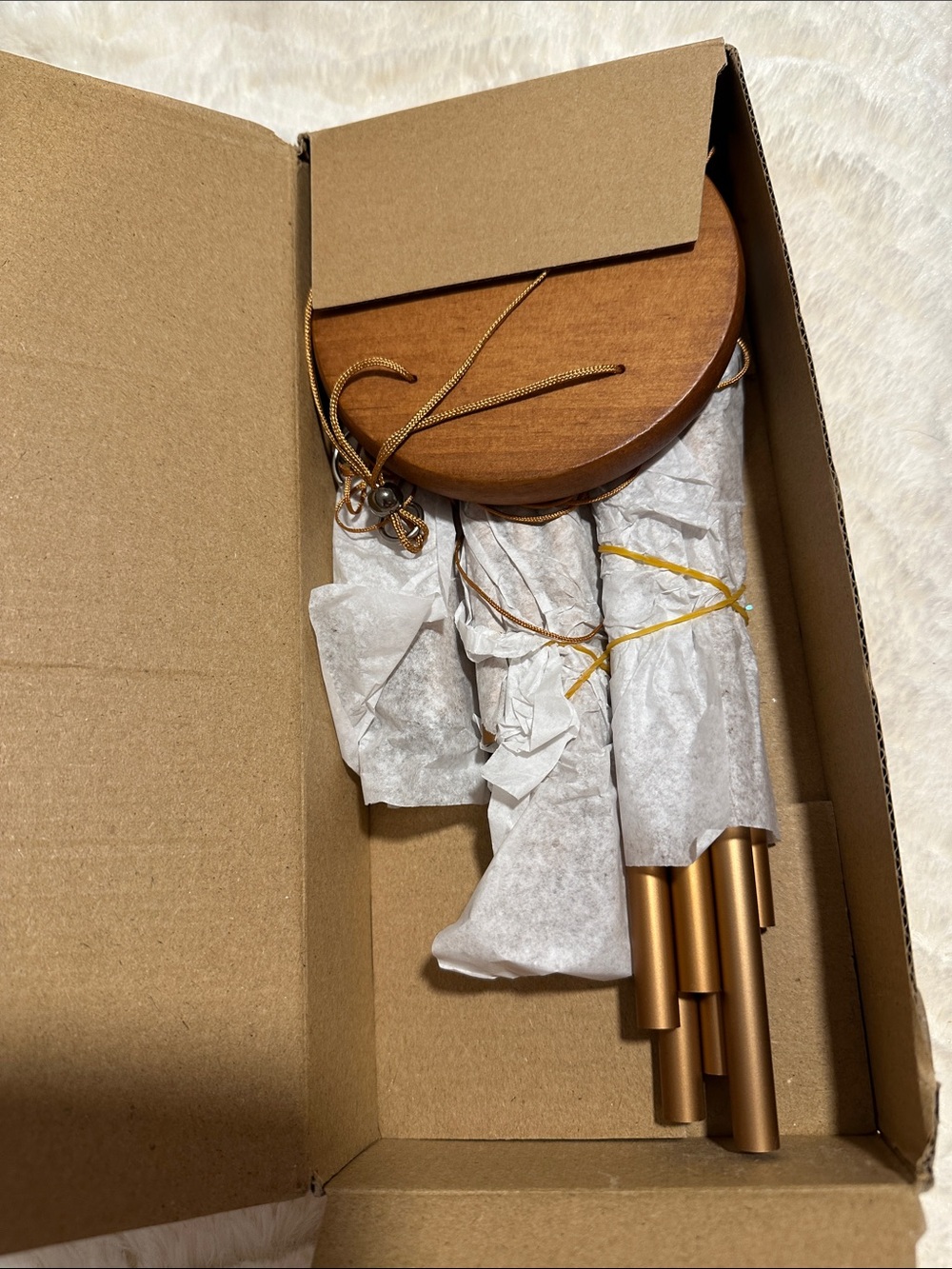 Gold Wind Chime Home Accent with Wood Top